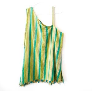 NWOT Green and blue asymmetrical tousle tops